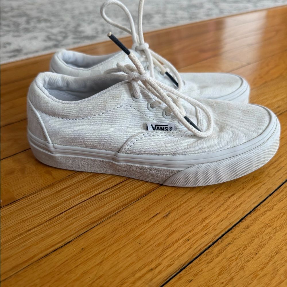 Vans Kids White Checkerboard Canvas Low-Top Sneakers size 13